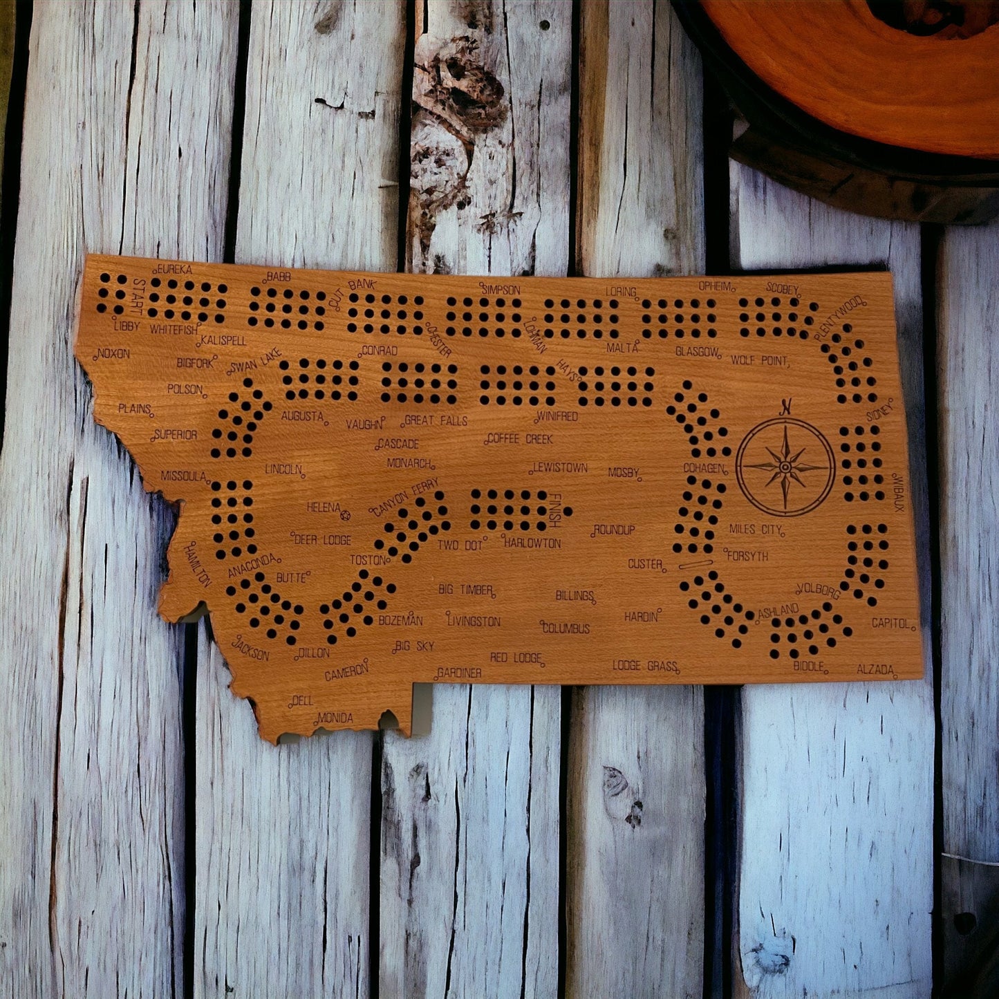 Montana Cribbage Board, Laser Engraved Wooden Game, Perfect for Family Game Night, Unique Gift for Board Game Lovers