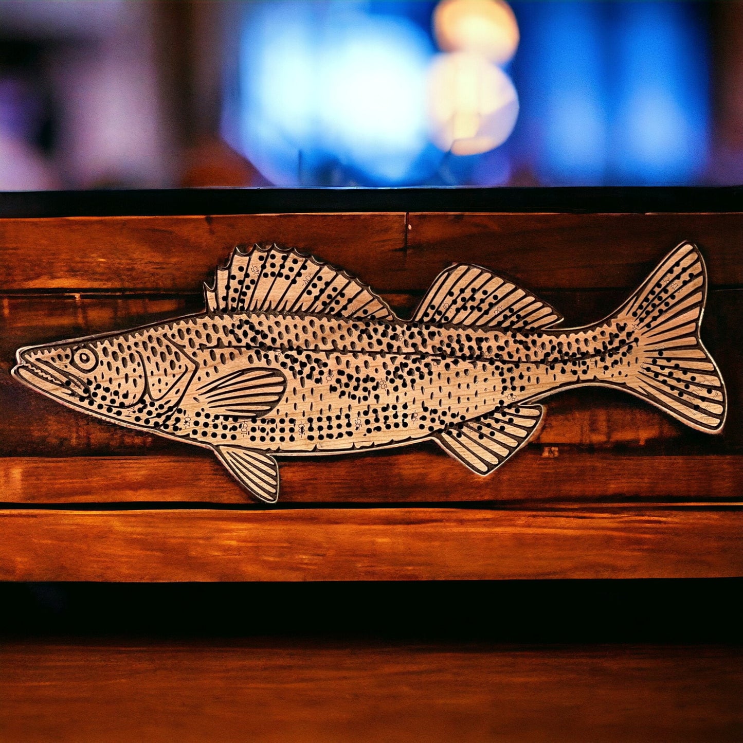 Walleye Cribbage Board, Laser Engraved Wooden Game, Perfect for Family Game Night, Unique Gift for Board Game Lovers, Boat or Cabin Games