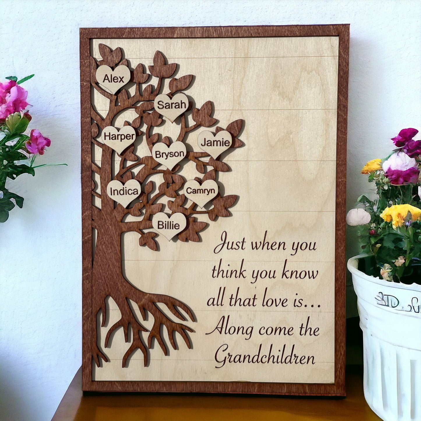 Mothers Day Family Tree Sign, Personalized Sign With Grand Childrens  Names,