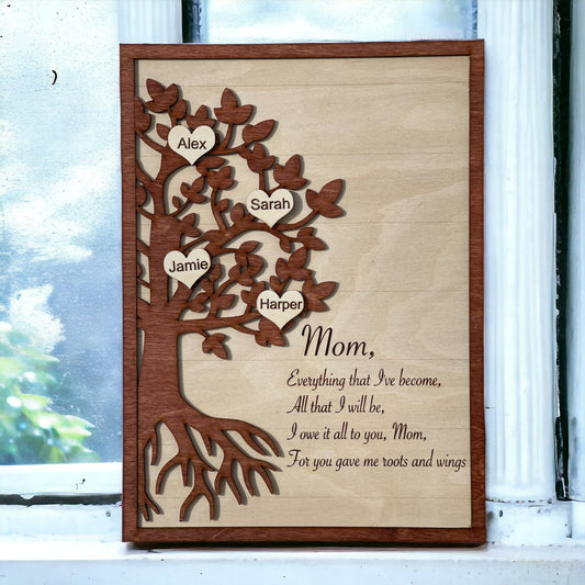 Mothers Day Family Tree - Personalized Sign With Children's Names - Wooden Sign - Gift For Mom - Custom Gift For Moms - Mom Birthday