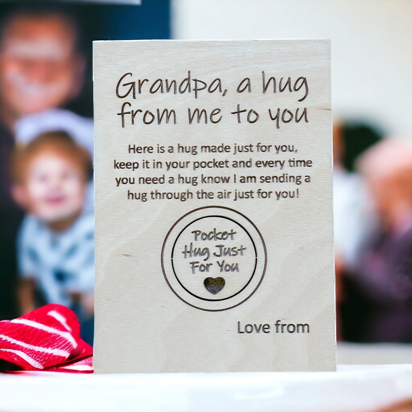 Pocket Hug, Grandpa Hug Card, Fathers Day Gift, Pocket Token, Missing You, Birthday Gift For Grandpa, Thinking of Grand Father