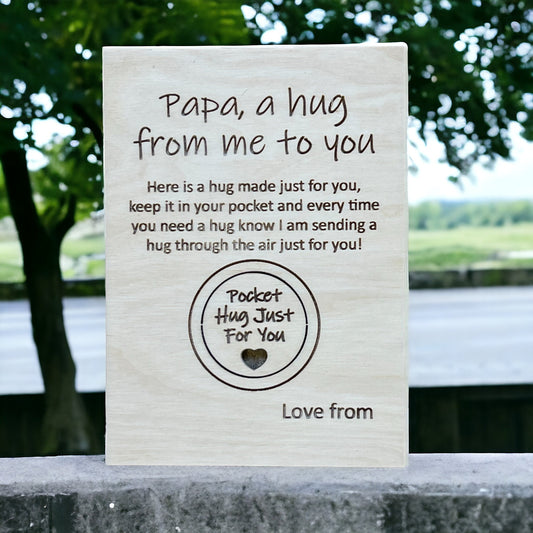 Papa Hug Card, Wood Pocket Hug Token, Always Think Of Me, Grandpa Gift, Special Card, Papa Birthday Fathers Day, In My Thoughts