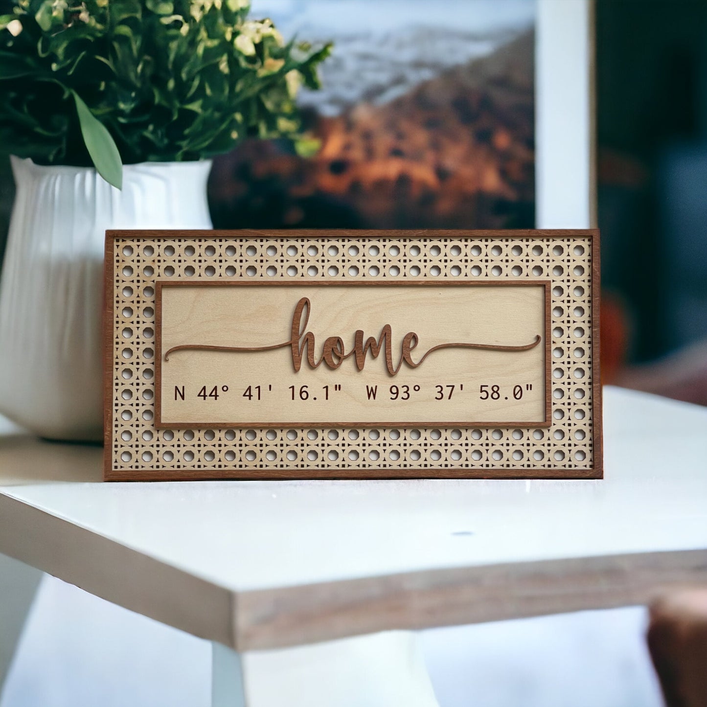 Personalized GPS Home Location Sign - Laser Cut and Engraved - Unique Home Marker - Custom Address Plaque -  Baltic Birch -