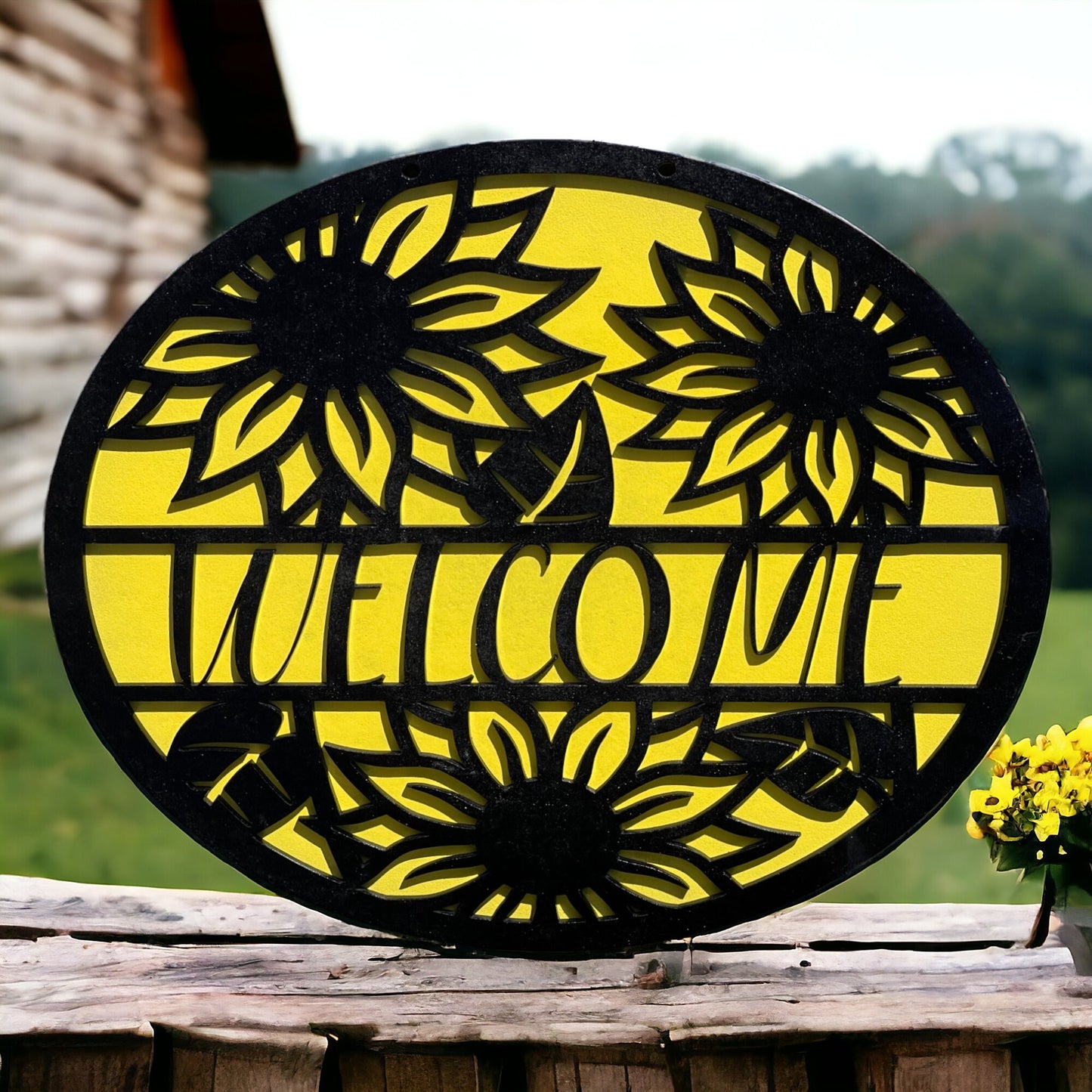 Custom Sunflower Name Sign,  Laser Engraved Wood Plaque, Personalized Sunflower Name Plaque, New Home Gift, Birthday Gift, Plant and Flower