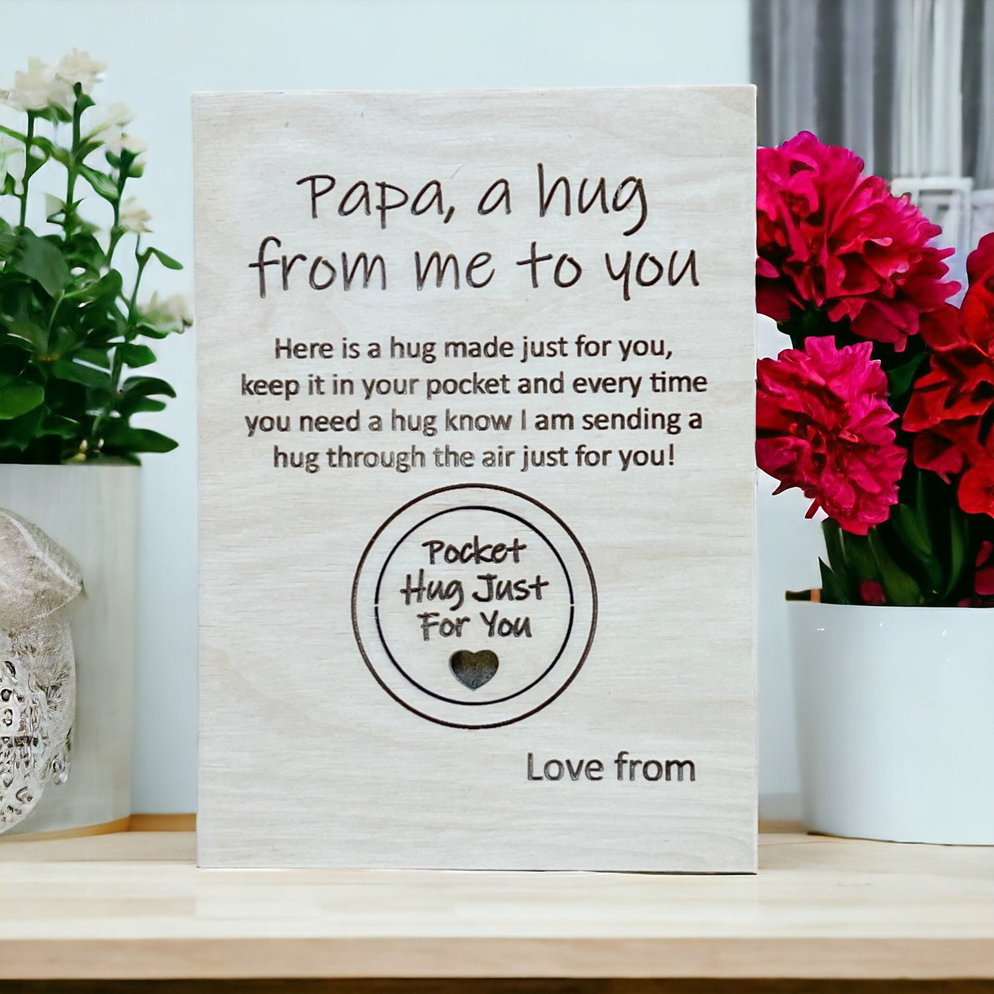 Papa Hug Card, Wood Pocket Hug Token, Always Think Of Me, Grandpa Gift, Special Card, Papa Birthday Fathers Day, In My Thoughts