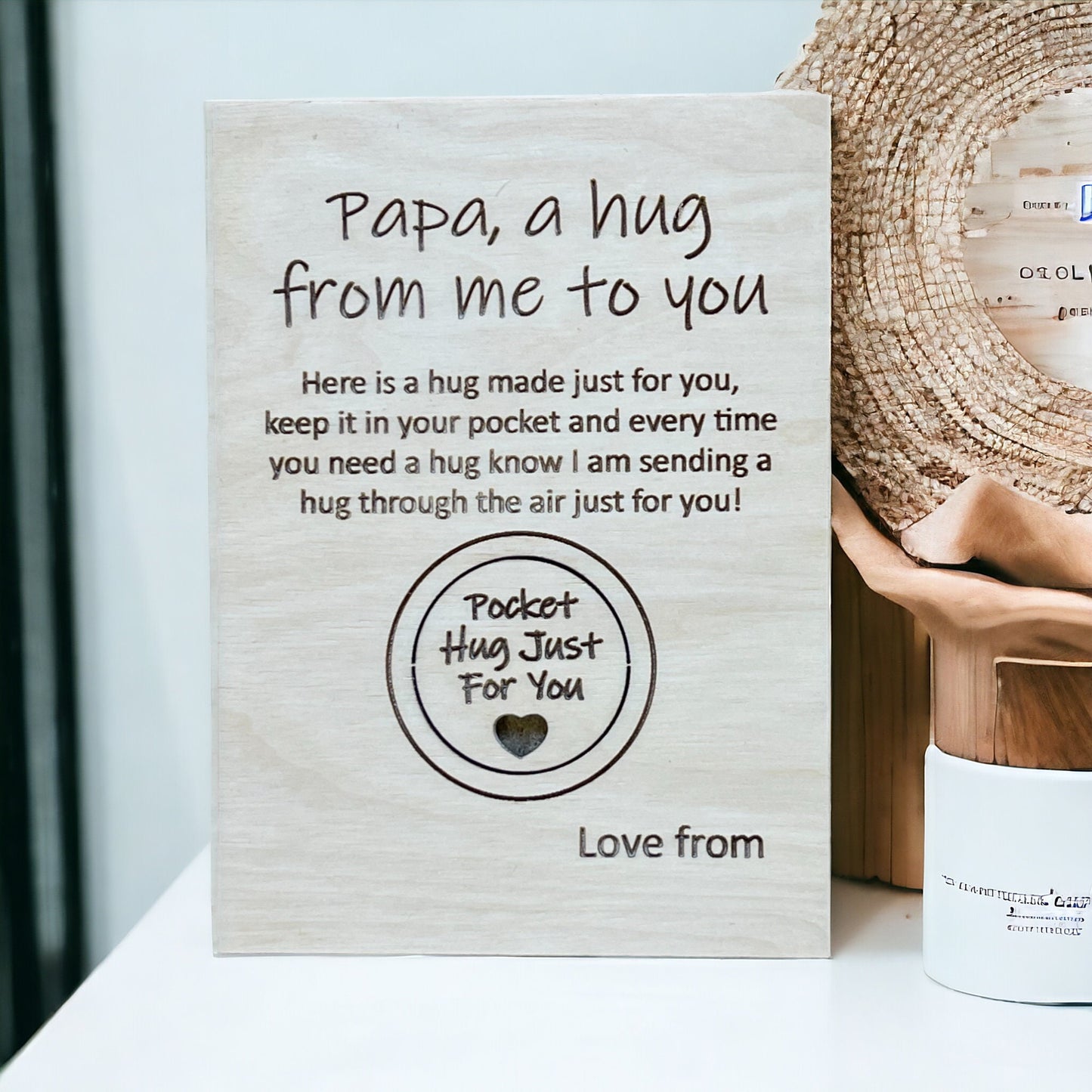 Papa Hug Card, Wood Pocket Hug Token, Always Think Of Me, Grandpa Gift, Special Card, Papa Birthday Fathers Day, In My Thoughts