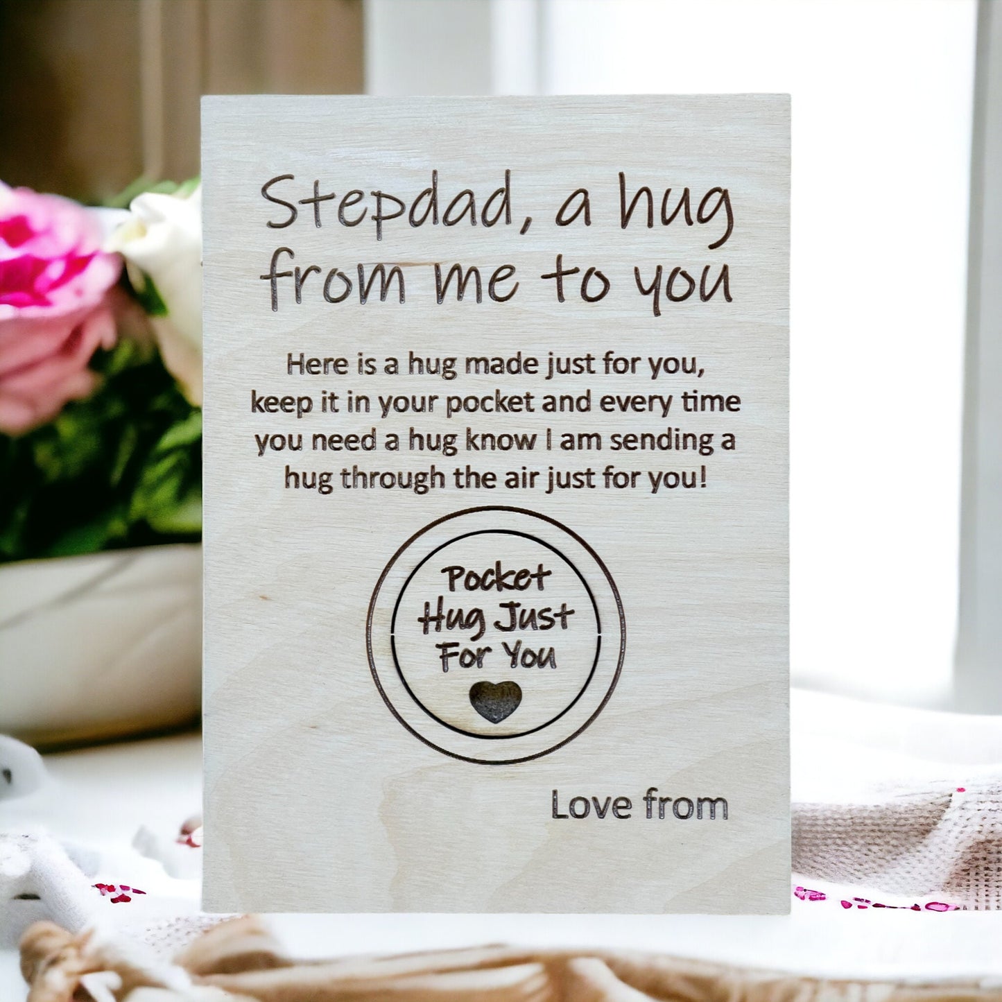 Stepdad Card, Pocket Hug Token, Thinking Of You, Always With You, Bonus Dad, Fathers Day Gift, Pocket Hug