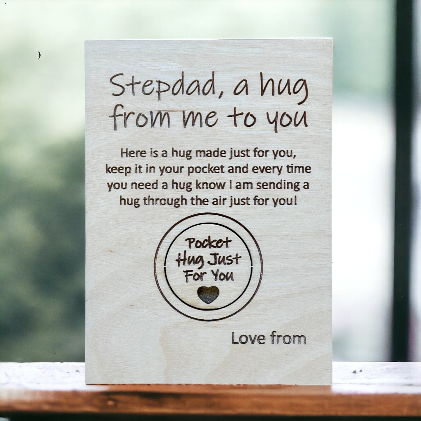 Stepdad Card, Pocket Hug Token, Thinking Of You, Always With You, Bonus Dad, Fathers Day Gift, Pocket Hug