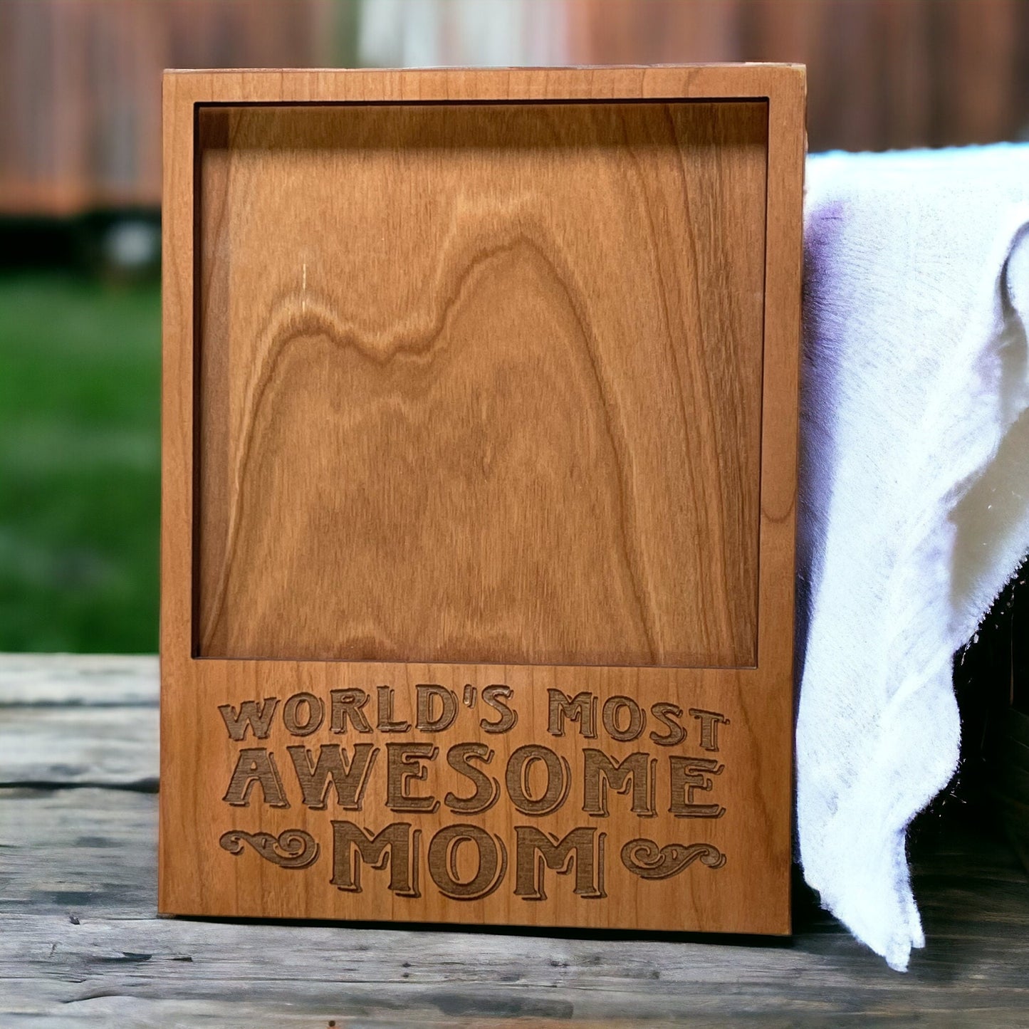Worlds Most Awesome Mom Frame - Perfect for 4.25" x 4.25" Picture - Best Gift for Mom - Handcrafted - Laser Engraved -Mothers Day