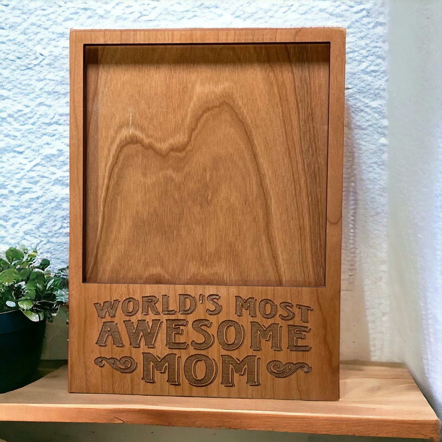 Worlds Most Awesome Mom Frame - Perfect for 4.25" x 4.25" Picture - Best Gift for Mom - Handcrafted - Laser Engraved -Mothers Day
