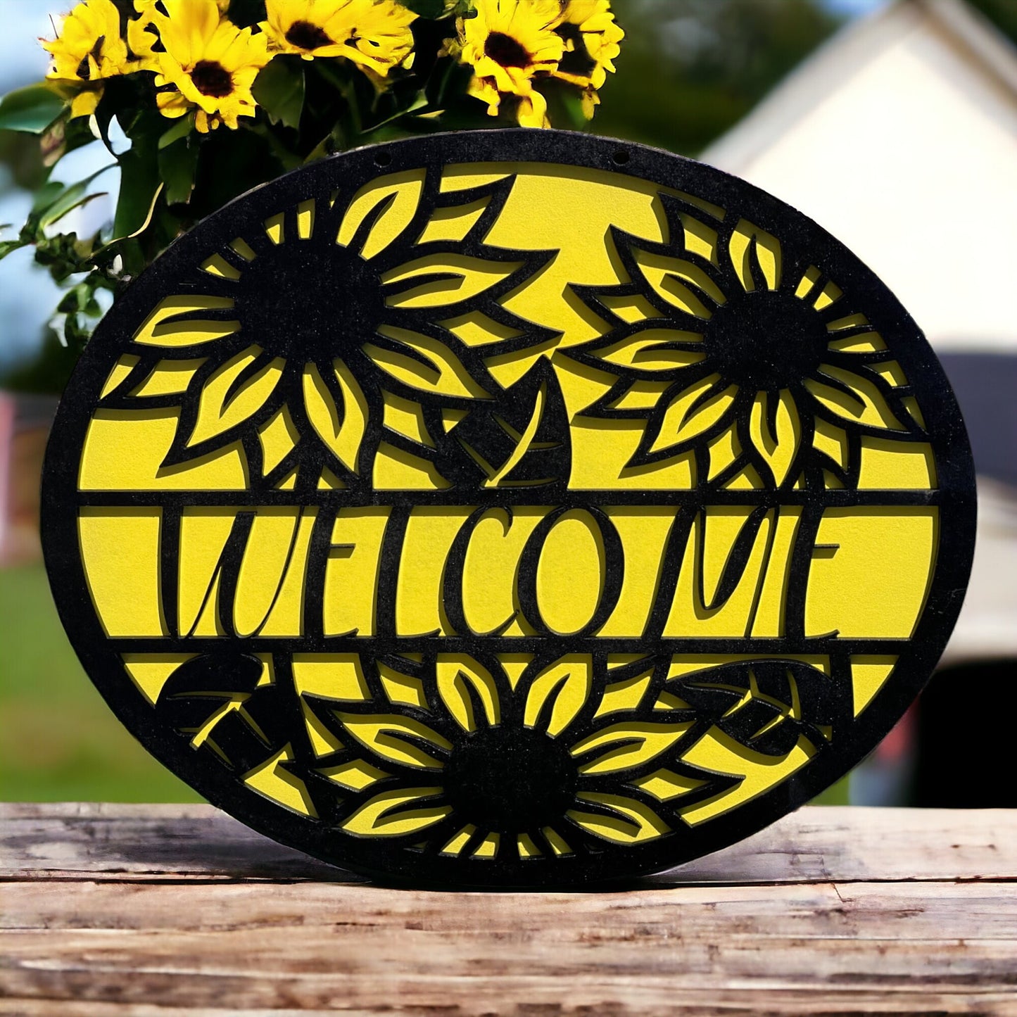 Custom Sunflower Name Sign,  Laser Engraved Wood Plaque, Personalized Sunflower Name Plaque, New Home Gift, Birthday Gift, Plant and Flower