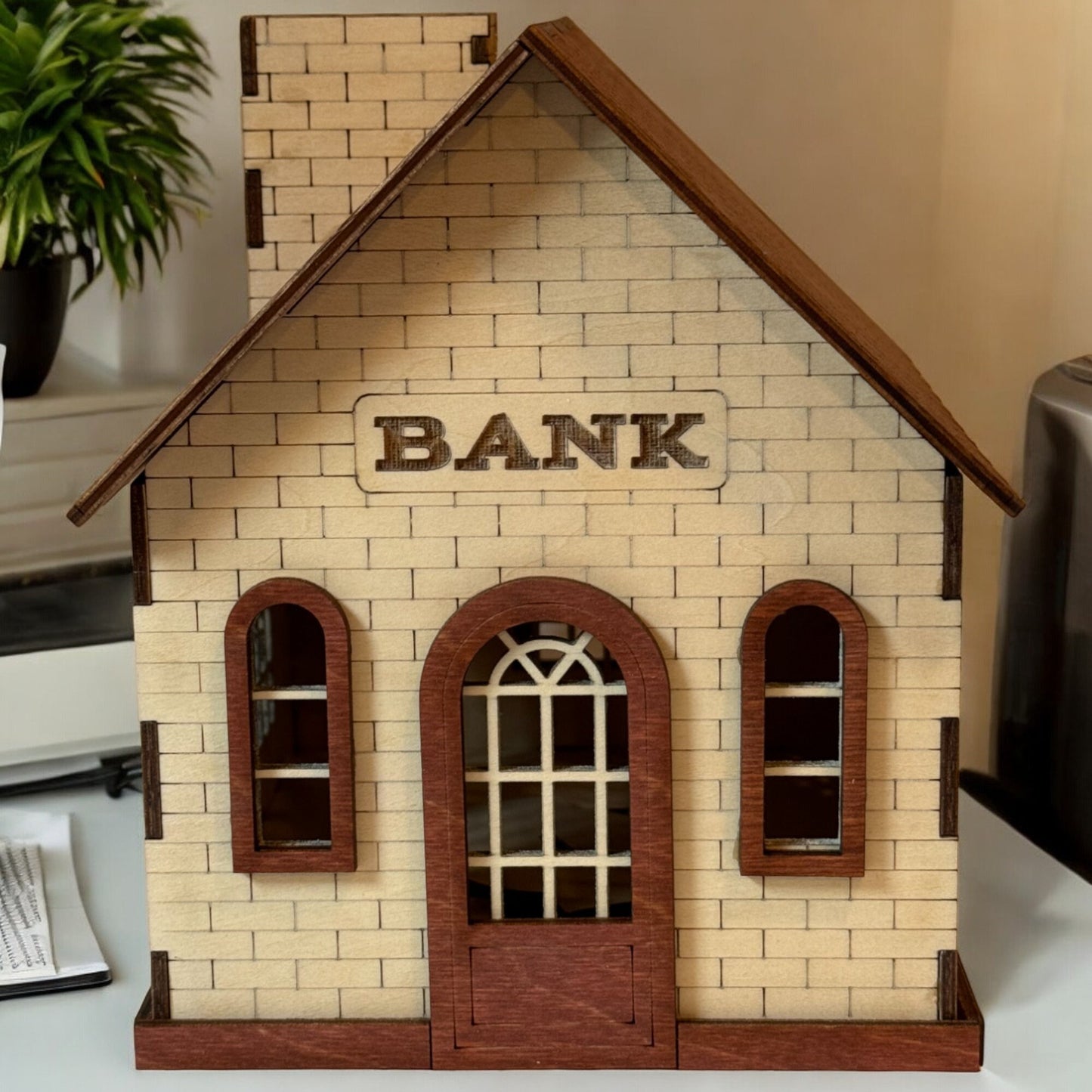 Handcrafted Savings Bank, Unique Savings Container, Adorable Piggy Bank Gift, Gift For Children, Gift For Adult, Bank Decor, Village House