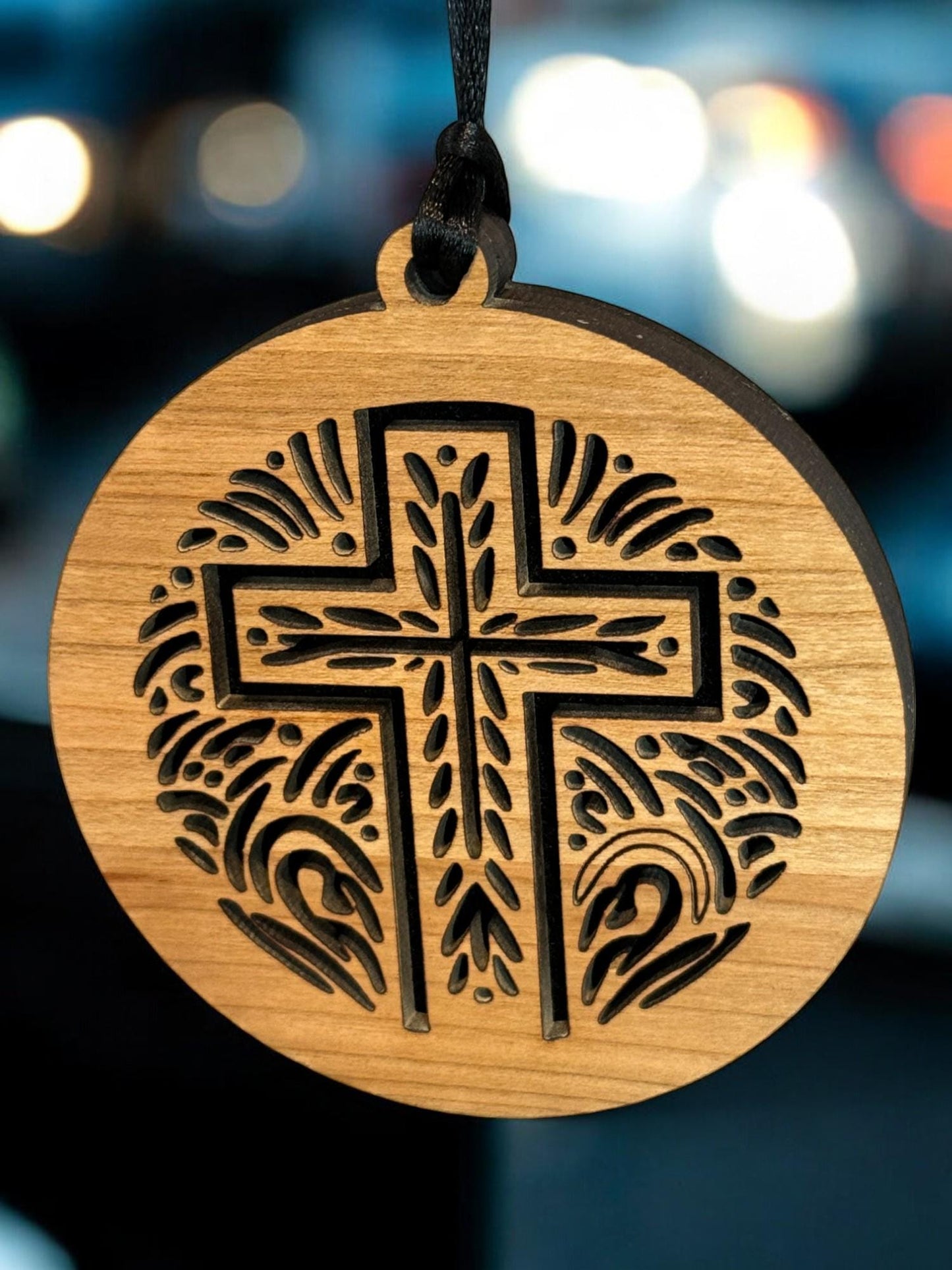 Cross Small Space Air Freshener, Car, Truck. Room, Small Space, Essential Oils, Hanging Wooden Air Freshener, Freshen Your Ride