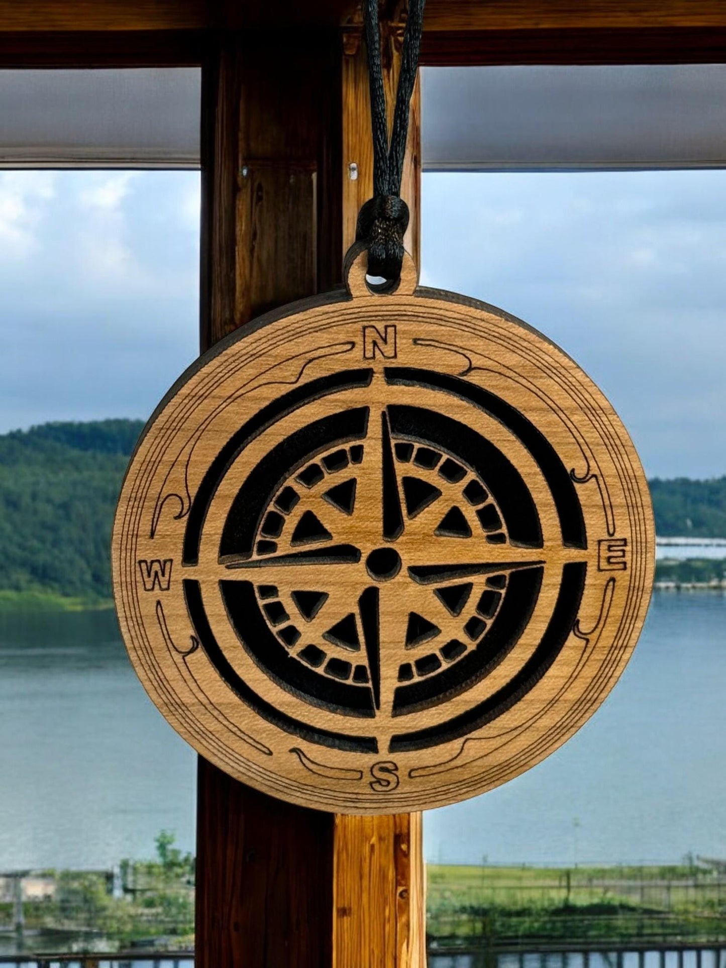 Compass Small Space Air Freshener, Car, Boat Truck. Room, Small Space, Essential Oils, Hanging Wooden Air Freshener, Freshen Your Ride
