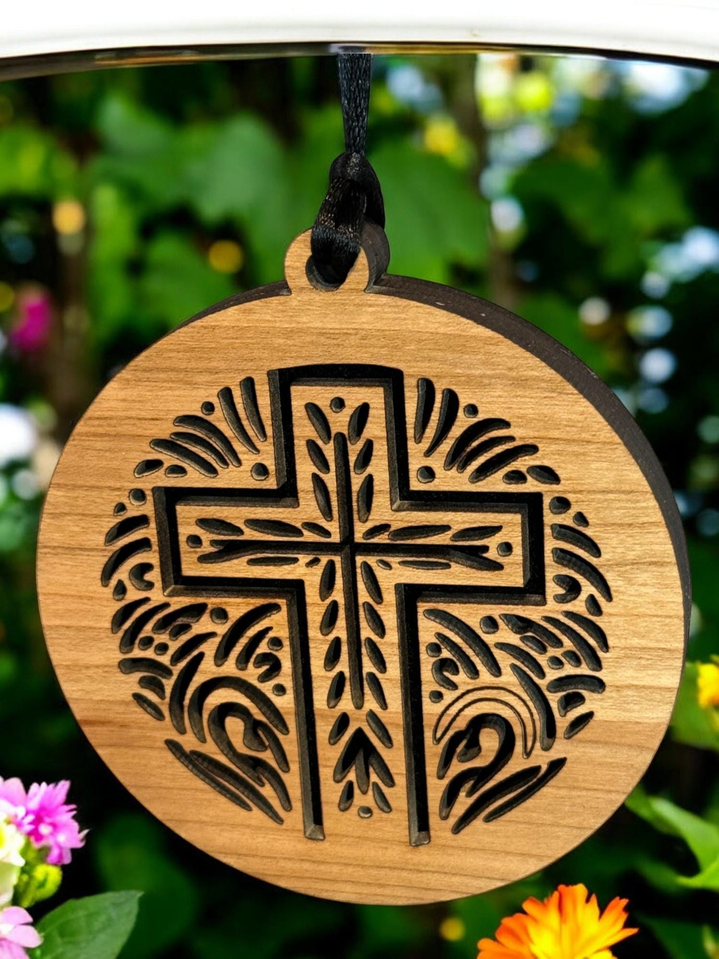 Cross Small Space Air Freshener, Car, Truck. Room, Small Space, Essential Oils, Hanging Wooden Air Freshener, Freshen Your Ride
