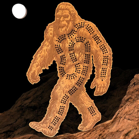 Bigfoot Sasquatch Cribbage Board, Laser Engraved Wooden Game, Perfect for Family Game Night, Unique Gift for Board Game Lovers,