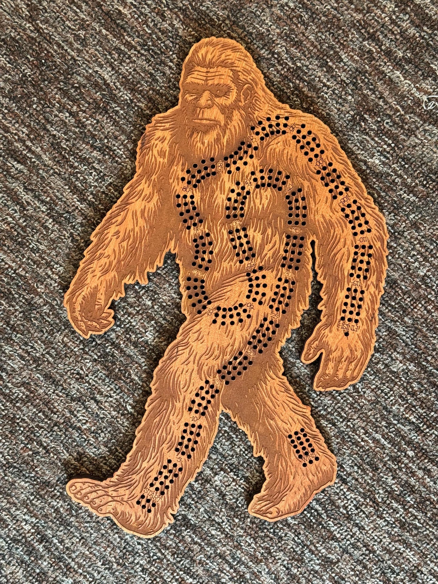 Bigfoot Sasquatch Cribbage Board, Laser Engraved Wooden Game, Perfect for Family Game Night, Unique Gift for Board Game Lovers,