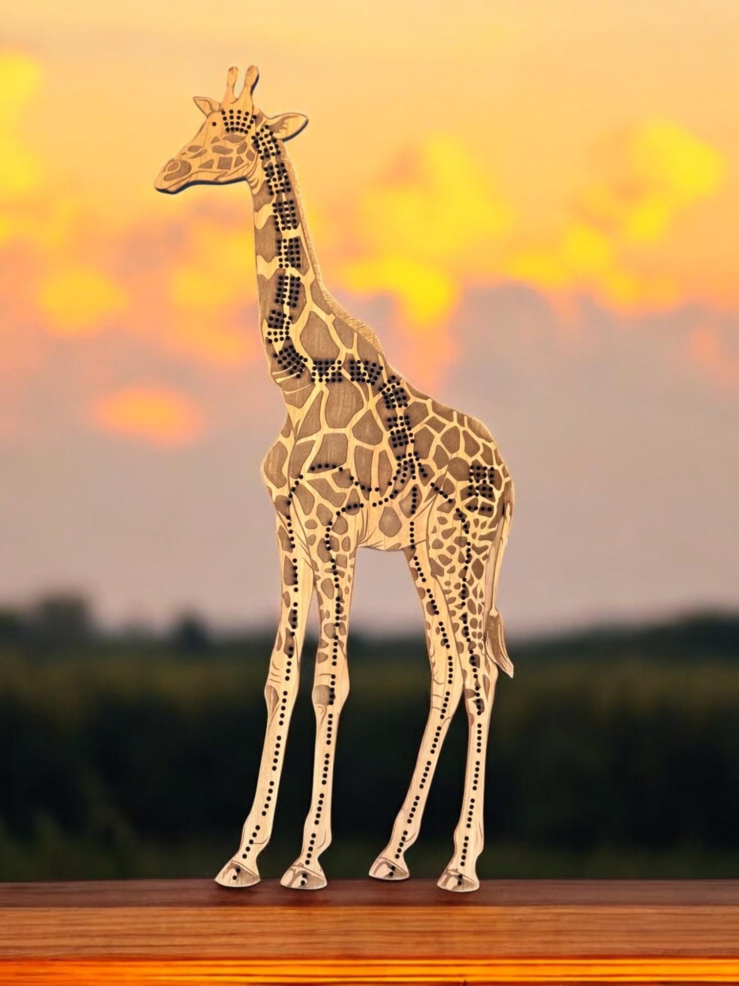 Giraffe Cribbage Board, Laser Engraved Wooden Game, Perfect for Family Game Night, Unique Gift for Board Game Lovers,