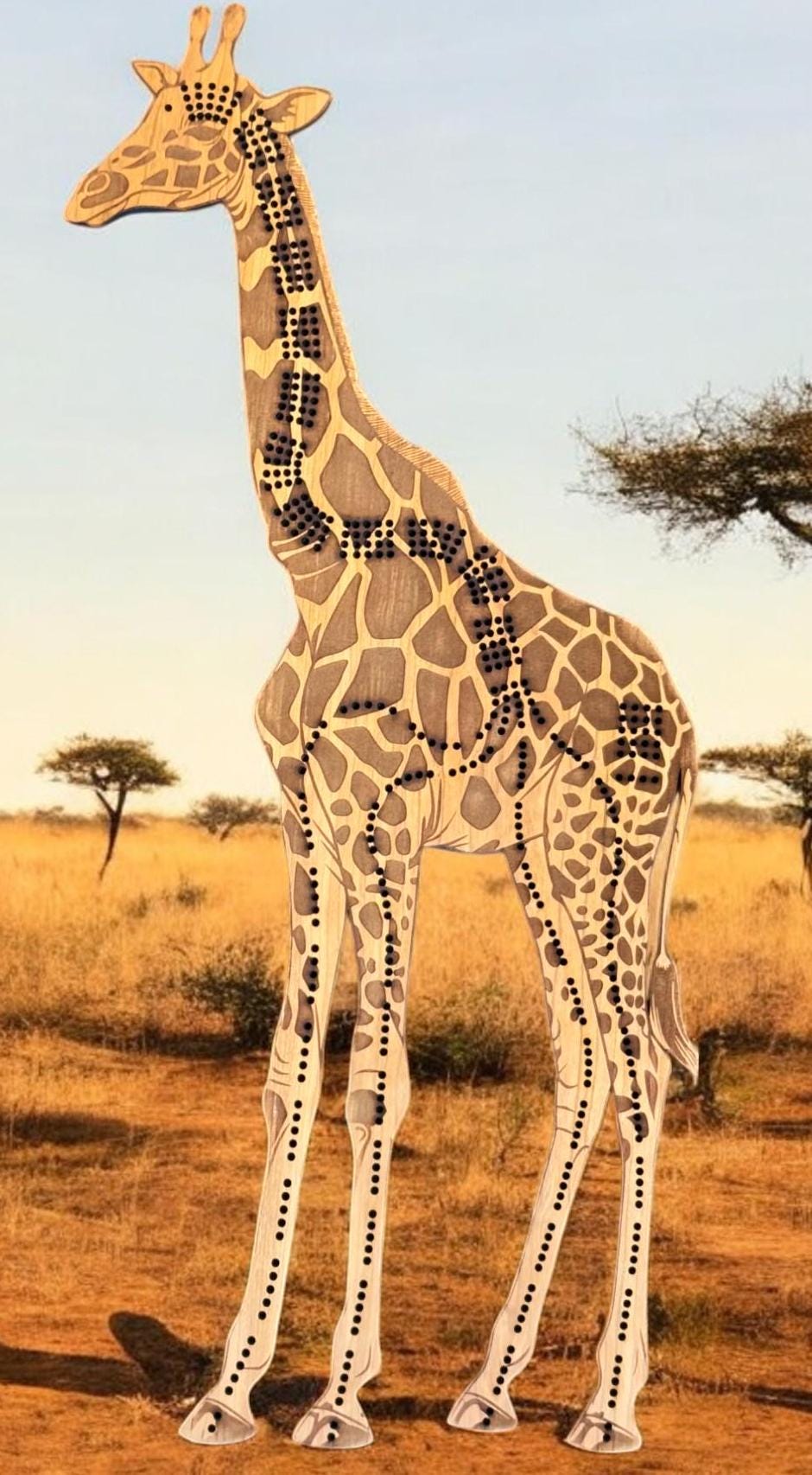 Giraffe Cribbage Board, Laser Engraved Wooden Game, Perfect for Family Game Night, Unique Gift for Board Game Lovers,