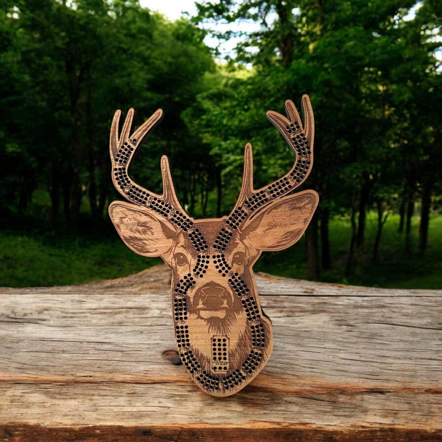 Deer Head Cribbage Board, Laser Engraved Wooden Game, Perfect for Family Game Night, Unique Gift for Board Game Lovers, Hunter Decor