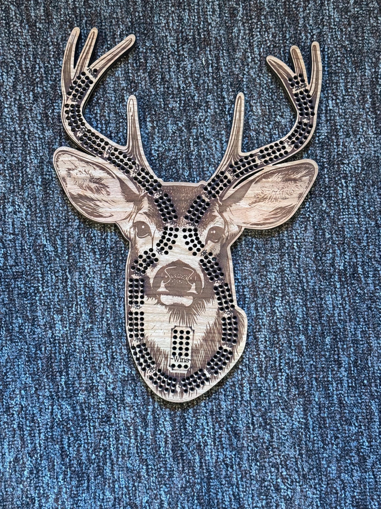 Deer Head Cribbage Board, Laser Engraved Wooden Game, Perfect for Family Game Night, Unique Gift for Board Game Lovers, Hunter Decor
