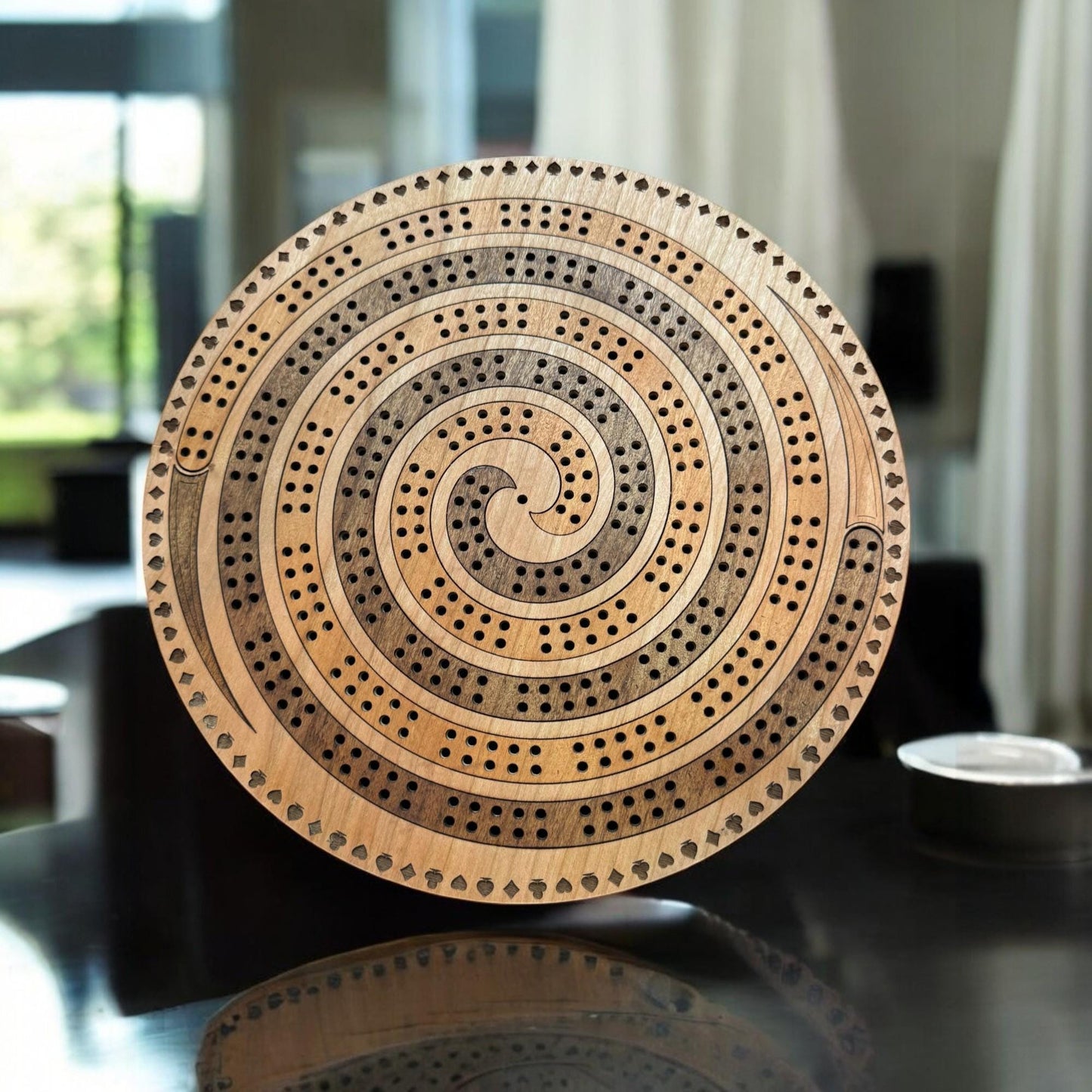 Spriral Cribbage Board, Laser Engraved Wooden Game, Perfect for Family Game Night, Unique Gift for Board Game Lovers,  Decor