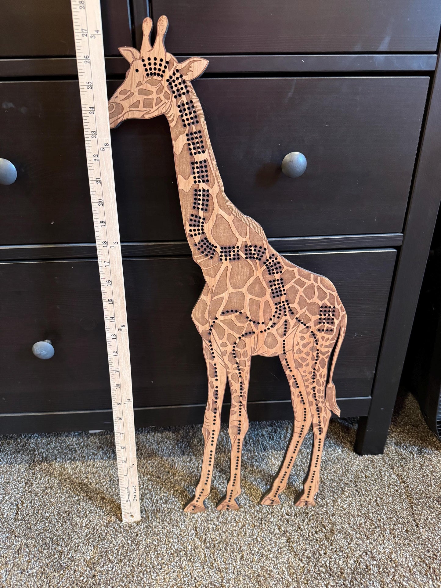 Giraffe Cribbage Board, Laser Engraved Wooden Game, Perfect for Family Game Night, Unique Gift for Board Game Lovers,