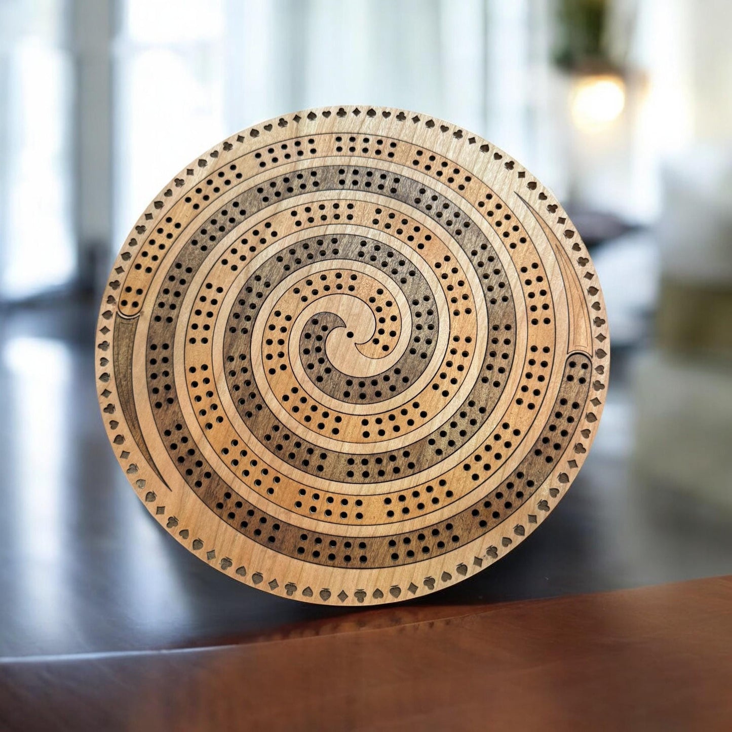 Spriral Cribbage Board, Laser Engraved Wooden Game, Perfect for Family Game Night, Unique Gift for Board Game Lovers,  Decor